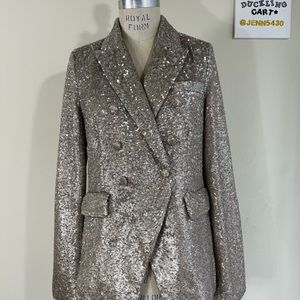 COPY - NWT🧥 House of Harlow 1960 Metallic Gold Sequin Blazer SZ-XS